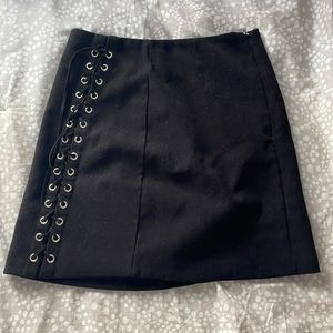 Black Lace Up Skirt